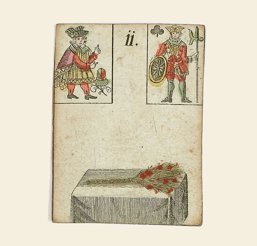 Historyczna karta Lenormand przedstawiająca rózgę