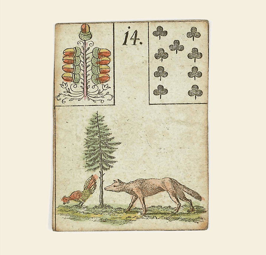 Historyczna karta Lenormand przedstawiająca lisa