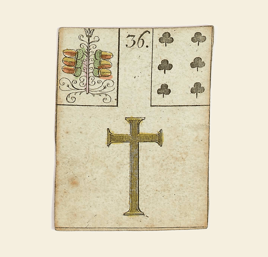 Historyczna karta Lenormand przedstawiająca krucyfiks
